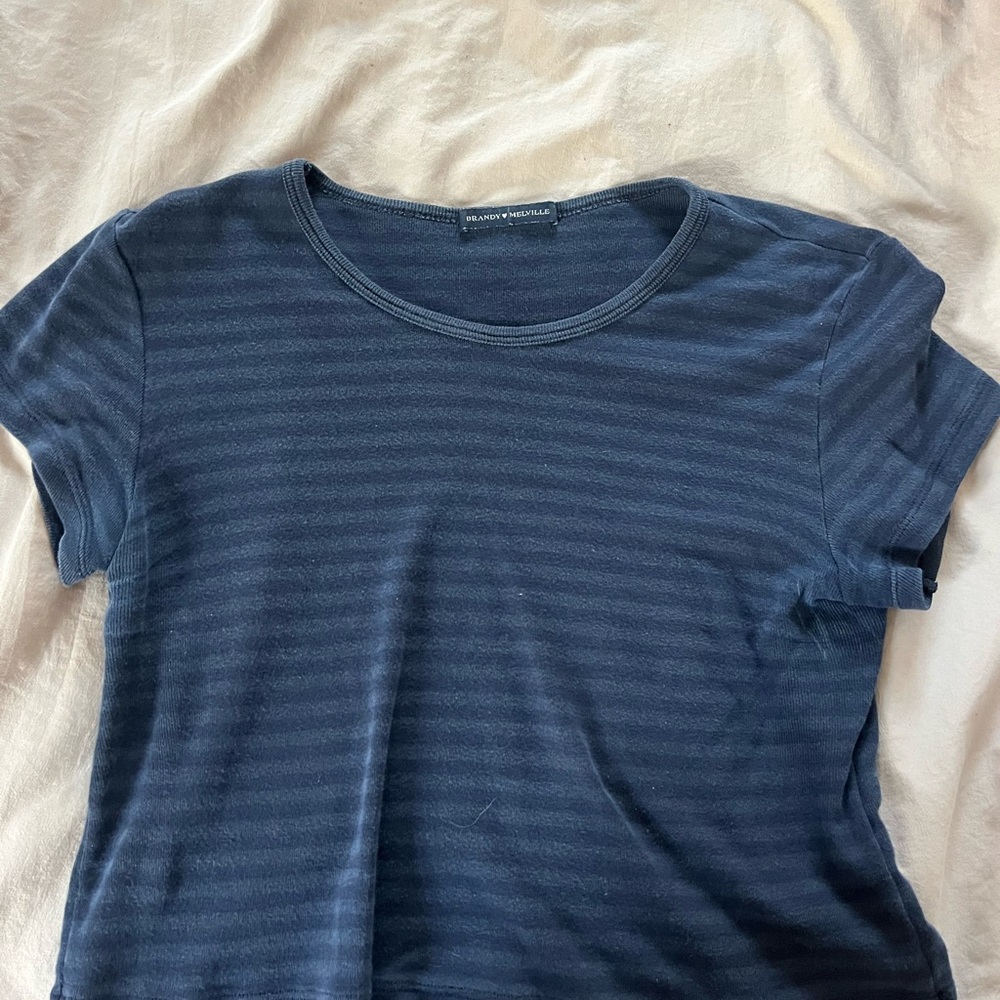Brandy Melville Dark Blue Striped Tee